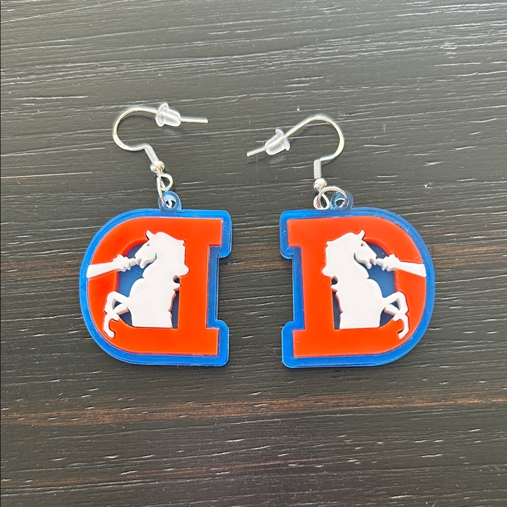 Blue and Orange Broncos Earrings